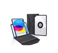 Étui FOXDOCK clavier Bluetooth pour iPad (2025) avec rétroéclairage tricolore, support magnétique amovible et réglable, housse de protection légère-Noir