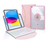 Etui FOXDOCK clavier Bluetooth pour iPad (2025) avec rétroéclairage tricolore, support magnétique amovible et réglable, housse de protection