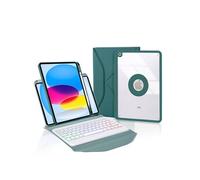 Étui FOXDOCK clavier Bluetooth pour iPad (2025) avec rétroéclairage tricolore, support magnétique amovible et réglable, housse de protection légère-Vert