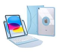 Étui FOXDOCK clavier Bluetooth pour iPad (2025) - Clavier magnétique détachable, coque transparente ultra-fine, batterie 30 heures, chargement Type-C - Bleu G