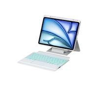 Étui FOXDOCK clavier Bluetooth pour iPad Air 11 (2024) pouces, pavé tactile rétroéclairé, support amovible et design flottant-Blanc
