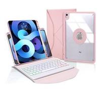 Étui FOXDOCK clavier Bluetooth pour iPad Air (2022)/iPad Air 5 avec rétroéclairage tricolore, support magnétique amovible et réglable, housse de protection légère-Rose Rose G