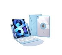 Étui FOXDOCK clavier Bluetooth pour iPad Air (2022)/iPad Air 5 - Clavier magnétique détachable, coque transparente ultra-fine, batterie 30 heures, chargement Type-C - Bleu
