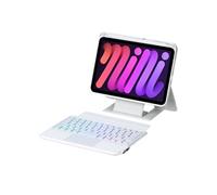Etui FOXDOCK clavier Bluetooth pour iPad mini (2021) 8.3 pouces, pavé tactile rétroéclairé, support amovible et design flottant-Blanc