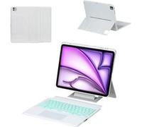 Etui FOXDOCK clavier Bluetooth pour iPad Pro 12.9 (2022) pouces, pavé tactile rétroéclairé, support amovible et design flottant-Blanc