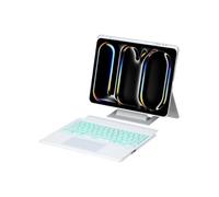 Etui FOXDOCK clavier Bluetooth pour iPad Pro 13 (2024) pouces, pavé tactile rétroéclairé, support amovible et design flottant-Blanc