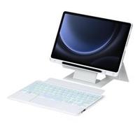 Etui FOXDOCK clavier Bluetooth pour Samsung Galaxy Tab S9 FE 10.9 pouces, pavé tactile rétroéclairé, support amovible et design flottant-Blanc
