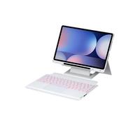 Étui FOXDOCK clavier Bluetooth pour Samsung Galaxy Tab S9 FE Plus 12.4 pouces, pavé tactile rétroéclairé, support amovible et design flottant-Blanc