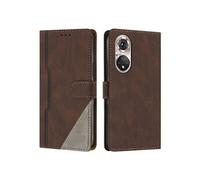Etui FOXDOCK Portefeuille Cuir PU pour Huawei P50 - Porte-Cartes Intégré + Support Intégré - Coque Protective Style Minimaliste-Marron