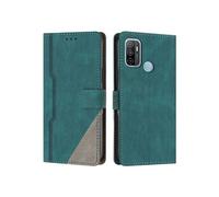 Etui FOXDOCK Portefeuille Cuir PU pour OPPO A53 2020/A32 - Porte-Cartes Intégré + Support Intégré - Coque Protective Style Minimaliste-Vert