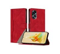Etui FOXDOCK Portefeuille Cuir PU pour OPPO A58 4G - Porte-Cartes Intégré + Support Intégré - Coque Protective Style Minimaliste;Rouge
