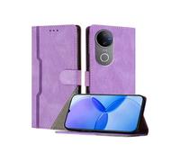 Etui FOXDOCK Portefeuille Cuir PU pour VIVO V50 5G - Porte-Cartes Intégré + Support Intégré - Coque Protective Style Minimaliste;Violet