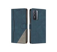 Etui FOXDOCK Portefeuille Cuir PU pour VIVO Y76/Y76S - Porte-Cartes Intégré + Support Intégré - Coque Protective Style Minimaliste-Bleu