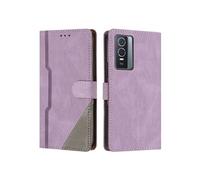 Etui FOXDOCK Portefeuille Cuir PU pour VIVO Y76/Y76S - Porte-Cartes Intégré + Support Intégré - Coque Protective Style Minimaliste-Violet