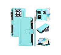 Etui FOXDOCK pour Honor X8C 4G de téléphone de portefeuille de poche à fermeture éclair en cuir premium avec 9 emplacements de carte et bracelet de
