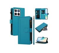 Etui FOXDOCK pour Honor X8C 4G de téléphone de portefeuille de poche à fermeture éclair en cuir premium avec 9 emplacements de carte et bracelet de
