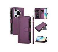 Etui FOXDOCK pour Huawei Pura 70 Pro 5G de téléphone de portefeuille de poche à fermeture éclair en cuir premium avec 9 emplacements de carte et