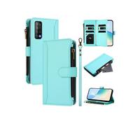 Etui FOXDOCK pour Huawei Y7A 4G/P smart 2021 4G de téléphone de portefeuille de poche à fermeture éclair en cuir premium avec 9 emplacements de carte