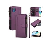 Etui FOXDOCK pour Nokia C02 de téléphone de portefeuille de poche à fermeture éclair en cuir premium avec 9 emplacements de carte et bracelet de