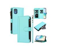 Etui FOXDOCK pour Nokia C02 de téléphone de portefeuille de poche à fermeture éclair en cuir premium avec 9 emplacements de carte et bracelet de