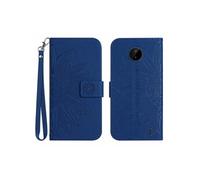 Etui FOXDOCK pour Nokia C10/C20 Sunflower en relief de portefeuille en cuir en relief avec support de carte compatible avec Nokia C10/C20-Bleu