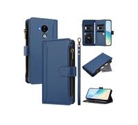 Etui FOXDOCK pour Nokia C30 de téléphone de portefeuille de poche à fermeture éclair en cuir premium avec 9 emplacements de carte et bracelet de