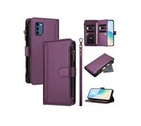 Etui FOXDOCK pour Nokia C300 de téléphone de portefeuille de poche à fermeture éclair en cuir premium avec 9 emplacements de carte et bracelet de