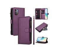 Etui FOXDOCK pour Nokia G11 4G/Nokia G21 4G de téléphone de portefeuille de poche à fermeture éclair en cuir premium avec 9 emplacements de carte et