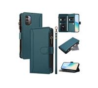 Etui FOXDOCK pour Nokia G11 4G/Nokia G21 4G de téléphone de portefeuille de poche à fermeture éclair en cuir premium avec 9 emplacements de carte et
