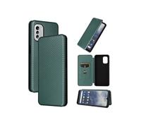 Etui FOXDOCK pour Nokia G60 5G Case de flip de motif en fibre de carbone avec support de carte de fermeture compatible avec Nokia G60 5G-Vert