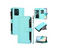 Etui FOXDOCK pour Nokia HMD Pulse de téléphone de portefeuille de poche à fermeture éclair en cuir premium avec 9 emplacements de carte et bracelet