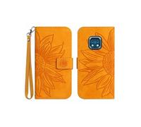 Etui FOXDOCK pour Nokia XR20 Sunflower en relief de portefeuille en cuir en relief avec support de carte compatible avec Nokia XR20-Jaune