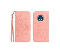 Etui FOXDOCK pour Nokia XR20 Sunflower en relief de portefeuille en cuir en relief avec support de carte compatible avec Nokia XR20-Rose