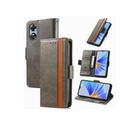 Etui FOXDOCK pour OPPO A17 RFID Blocking Flip PU Leather Cover avec porte-cartes et Kickstand compatible avec OPPO A17-Gris