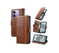 Etui FOXDOCK pour OPPO A3X/A40 4G RFID Blocking Flip PU Leather Cover avec porte-cartes et Kickstand compatible avec OPPO A3X/A40 4G-Marron