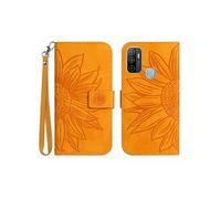 Etui FOXDOCK pour OPPO A53 2020/A33 Sunflower en relief de portefeuille en cuir en relief avec support de carte compatible avec OPPO A53