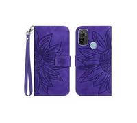 Etui FOXDOCK pour OPPO A53 2020/A33 Sunflower en relief de portefeuille en cuir en relief avec support de carte compatible avec OPPO A53