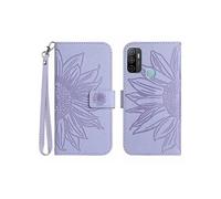 Etui FOXDOCK pour OPPO A53 2020/A33 Sunflower en relief de portefeuille en cuir en relief avec support de carte compatible avec OPPO A53
