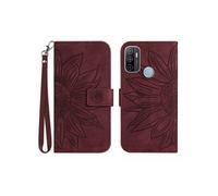 Etui FOXDOCK pour OPPO A53 2020/A33 Sunflower en relief de portefeuille en cuir en relief avec support de carte compatible avec OPPO A53