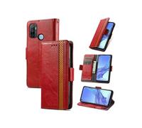 Etui FOXDOCK pour OPPO A53 2020 RFID Blocking Flip PU Leather Cover avec porte-cartes et Kickstand compatible avec OPPO A53 2020-Rouge