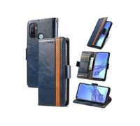 Etui FOXDOCK pour OPPO A53 2020 RFID Blocking Flip PU Leather Cover avec porte-cartes et Kickstand compatible avec OPPO A53 2020-Bleu