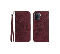 Etui FOXDOCK pour OPPO A54 4G/A16 4G Sunflower en relief de portefeuille en cuir en relief avec support de carte compatible avec OPPO A54 4G/A16