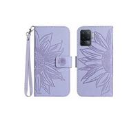Etui FOXDOCK pour OPPO A54 4G/A16 4G Sunflower en relief de portefeuille en cuir en relief avec support de carte compatible avec OPPO A54 4G/A16