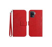 Etui FOXDOCK pour OPPO A54 4G/A16 4G Sunflower en relief de portefeuille en cuir en relief avec support de carte compatible avec OPPO A54 4G/A16