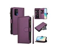 Etui FOXDOCK pour OPPO A54 5G/A74 5G/A93 5G de téléphone de portefeuille de poche à fermeture éclair en cuir premium avec 9 emplacements de carte et