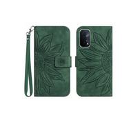 Etui FOXDOCK pour OPPO A54 5G/A74 5G/A93 5G Sunflower en relief de portefeuille en cuir en relief avec support de carte compatible avec OPPO A54