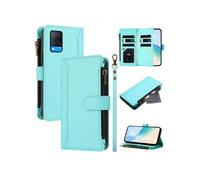 Etui FOXDOCK pour OPPO A55 5G/A54 4G/A16 de téléphone de portefeuille de poche à fermeture éclair en cuir premium avec 9 emplacements de carte et