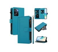 Etui FOXDOCK pour OPPO A57 4G/A77 4G/A77S 4G de téléphone de portefeuille de poche à fermeture éclair en cuir premium avec 9 emplacements de carte et