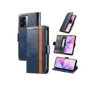 Etui FOXDOCK pour OPPO A57 5G RFID Blocking Flip PU Leather Cover avec porte-cartes et Kickstand compatible avec OPPO A57 5G-Bleu