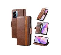 Etui FOXDOCK pour OPPO A57 5G RFID Blocking Flip PU Leather Cover avec porte-cartes et Kickstand compatible avec OPPO A57 5G-Marron